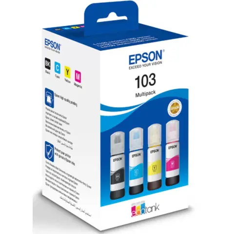 Zestaw tuszy Epson 103 / C13T00S64A CMYK do drukarek (Oryginalny) [4x65ml]
